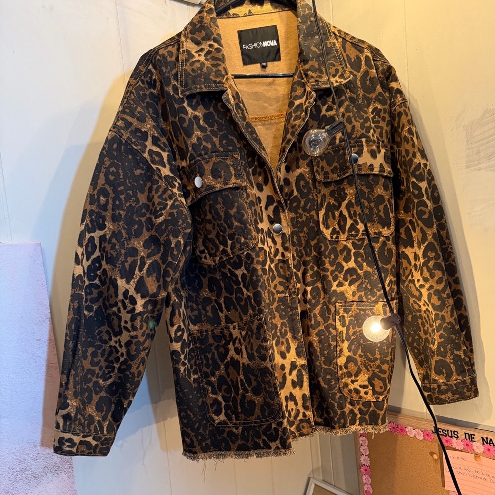 Leopard Print Denim Jacket